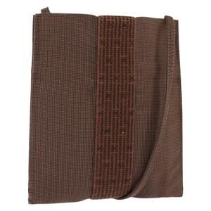 HERMES Pochette Her Line MM Shoulder Bag Canvas Brown Auth 150447